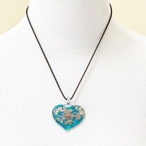 Handblown Glass Heart Pendant Necklace